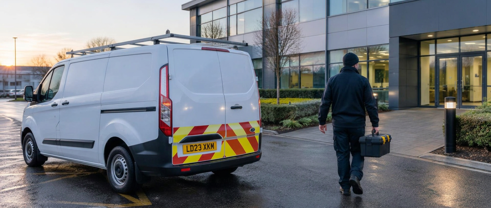 Partner engineer arriving at a client site
